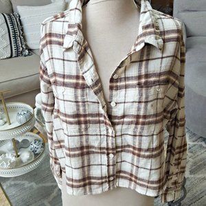 NEW! SEMI CROP Lightweight FLANNEL SHIRT AEO